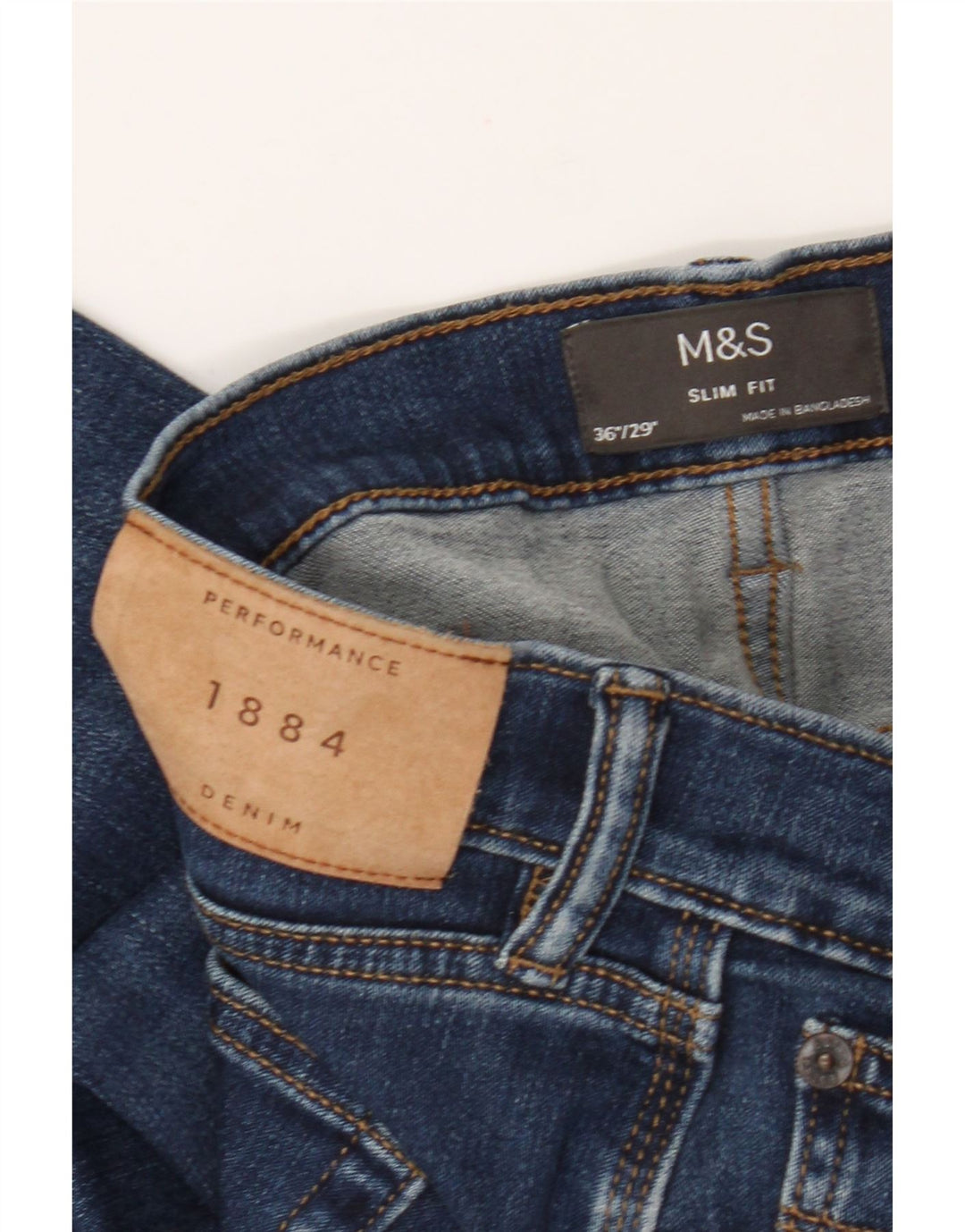 Blugi slim pentru bărbați Marks & Spencer W36 L29 Bumbac albastru