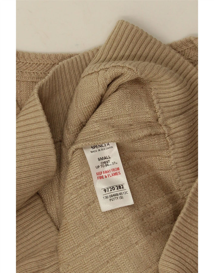 Pulover pentru bărbați Marks & Spencer, cu decolteu în V, mic, bej, acrilic