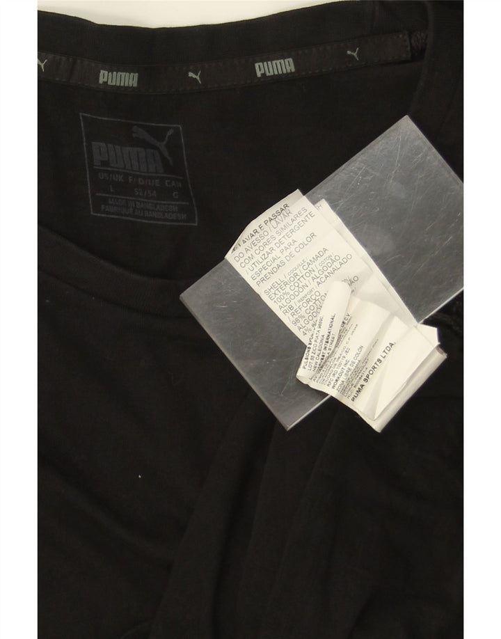 Top grafic PUMA cu mânecă lungă, mare, negru, bumbac