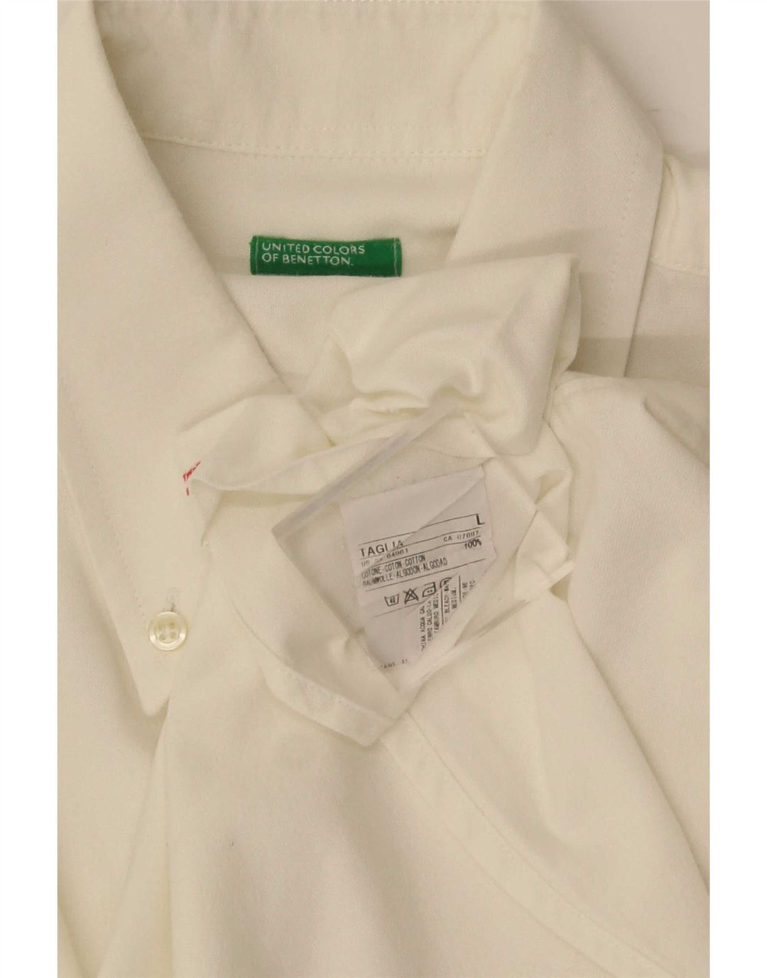 Cămașă Benetton pentru bărbați, mare, alb, bumbac