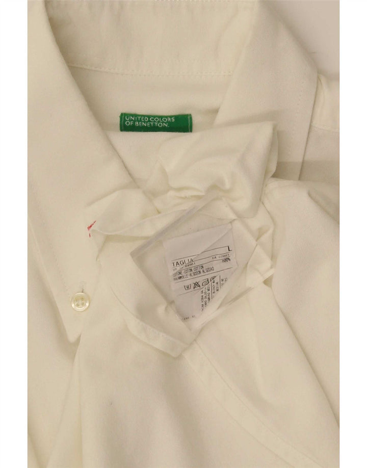 Cămașă Benetton pentru bărbați, mare, alb, bumbac