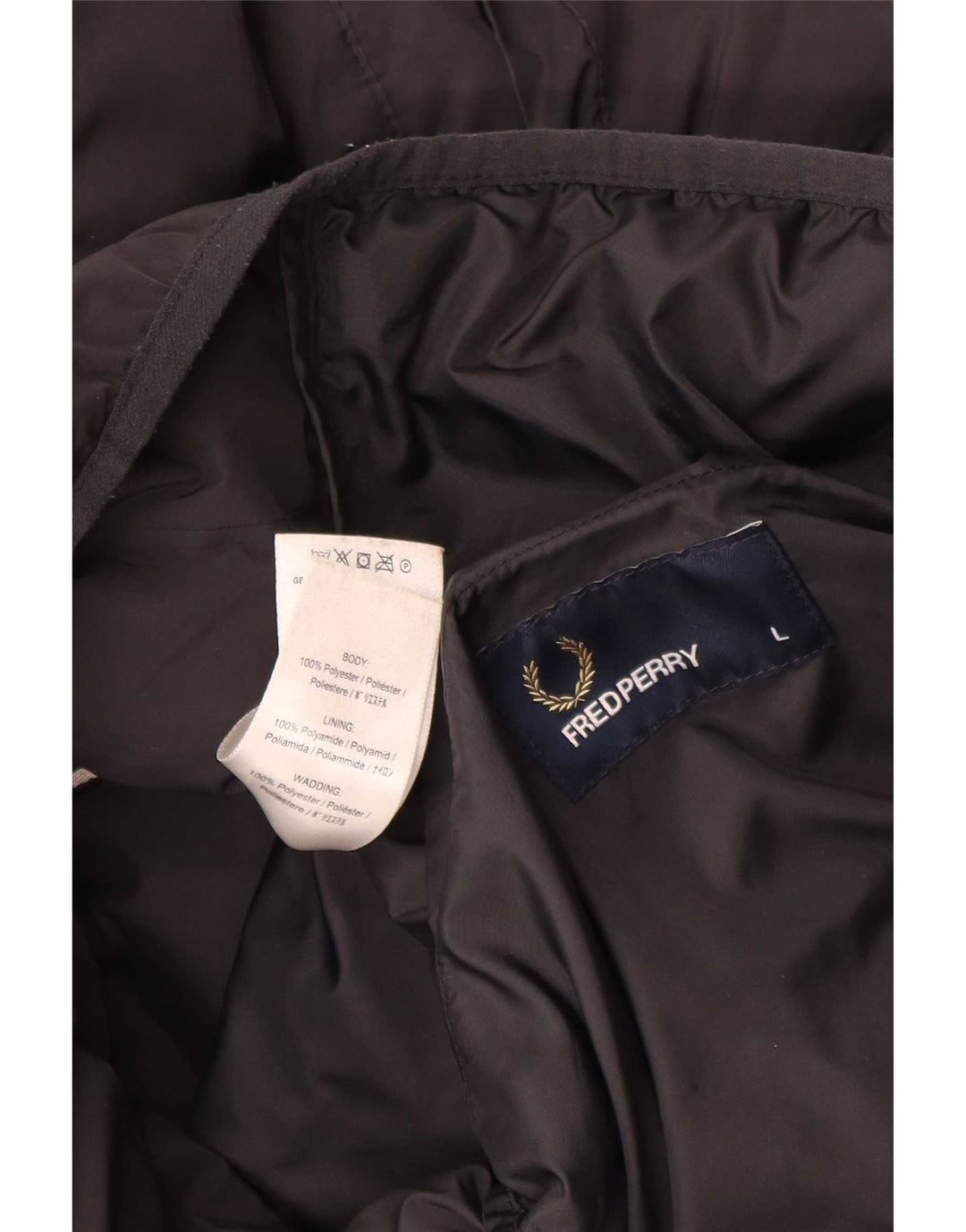 Jachetă căptușită cu glugă pentru bărbați Fred Perry UK 40 Poliester negru mare