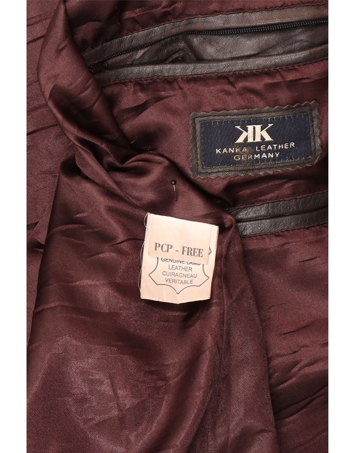 Jachetă de piele vintage pentru bărbați UK 44 2XL din piele neagră