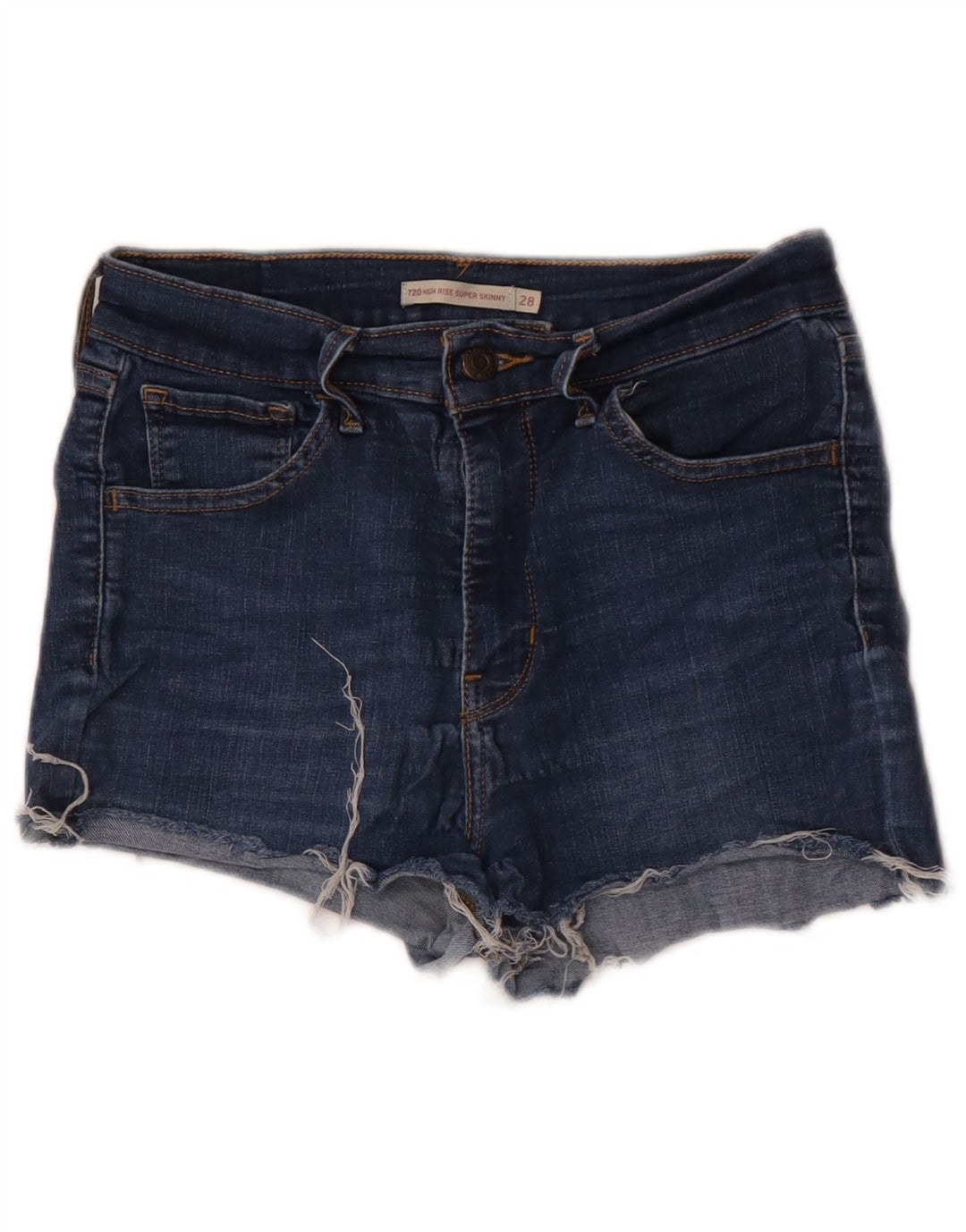 Pantaloni scurți din denim cu talie mare LEVI'S 720 W28, bumbac albastru mediu