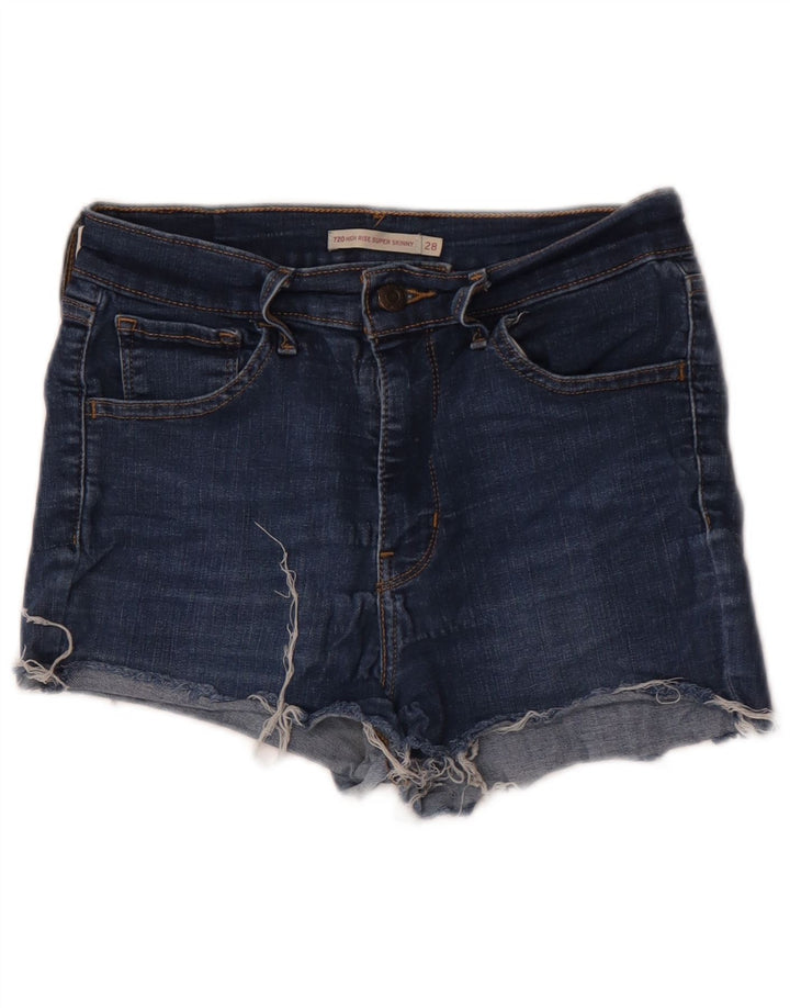 Pantaloni scurți din denim cu talie mare LEVI'S 720 W28, bumbac albastru mediu