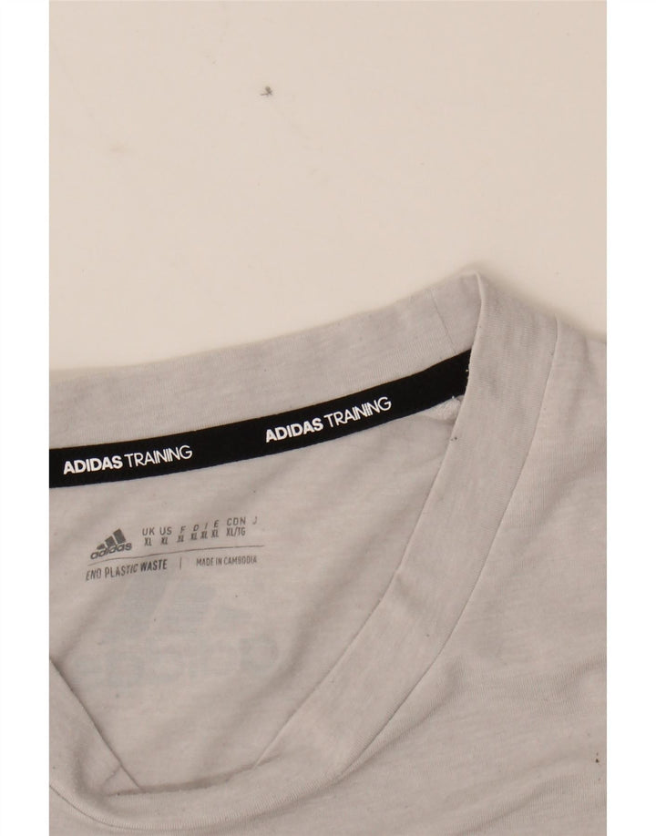 ADIDAS Mens Aeroready Graphic T-Shirt Top XL Grey Polyester Vintage Adidas and Second-Hand Adidas from Messina Hembry 