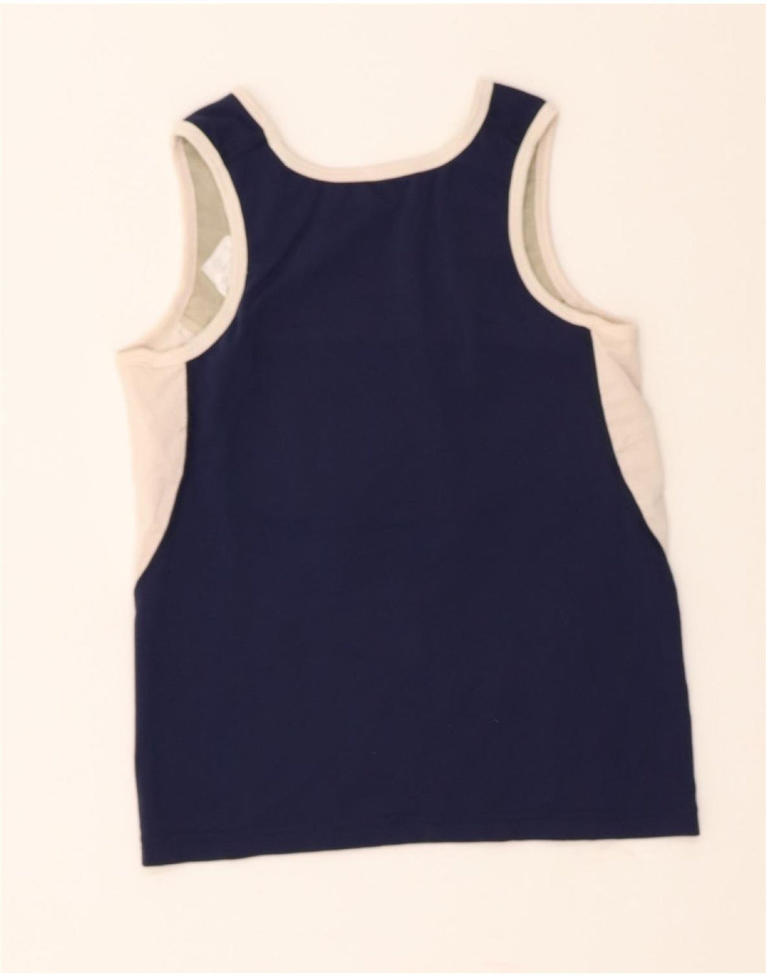 NIKE Boys Graphic Vest Top 8-9 Years Small Navy Blue Colourblock Polyester Vintage Nike and Second-Hand Nike from Messina Hembry 
