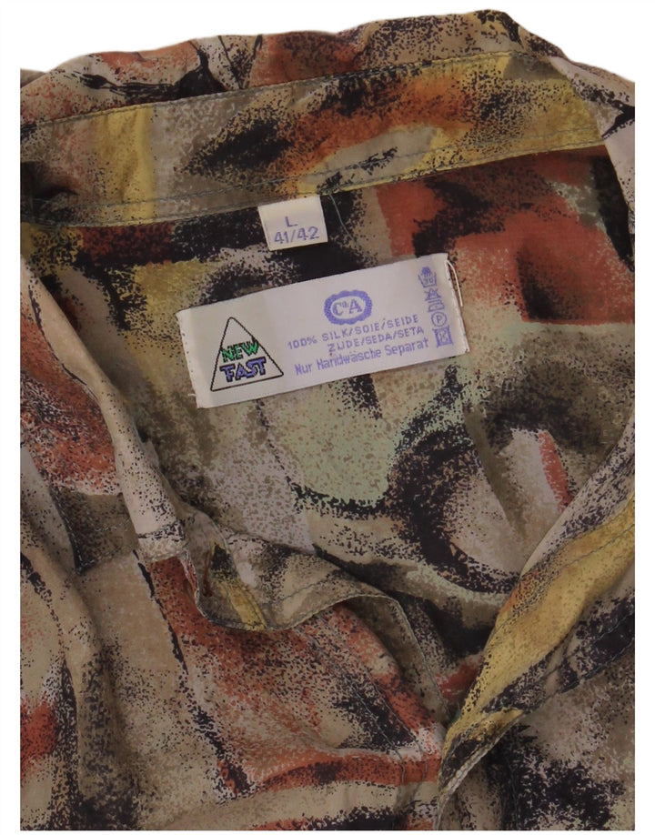 NOU FAST Cămașă pentru bărbați cu model abstract Mărimea 41/42 Mătase mare multicoloră