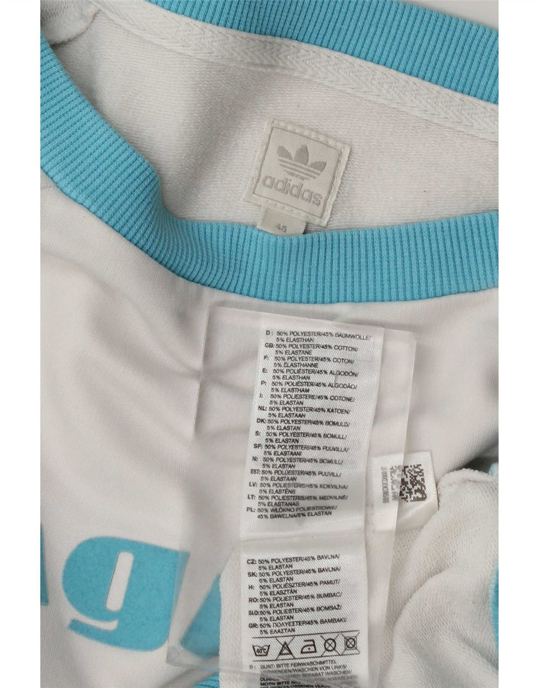 Pulover cu grafic pentru femei Adidas IT 46 Poliester alb mare