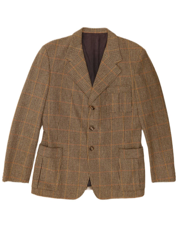 Vintage Mens 3 Button Blazer Jacket UK 38 Medium Khaki Check