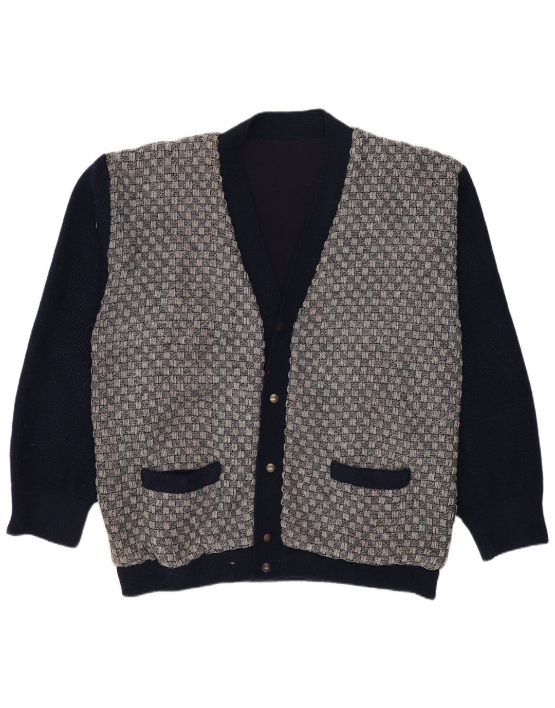 Pulover Cardigan Vintage pentru bărbați Mediu Bleumarin Geometric