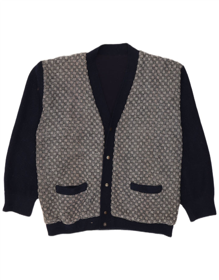 Pulover Cardigan Vintage pentru bărbați Mediu Bleumarin Geometric