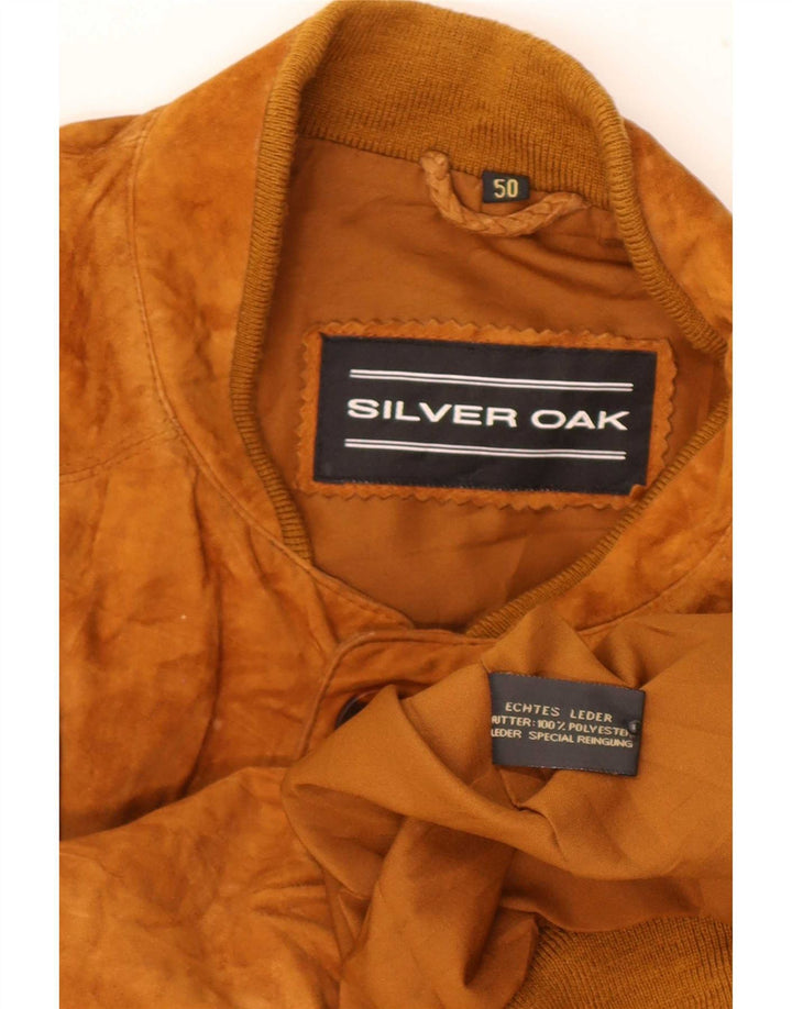 Bomber vintage pentru bărbați din piele intoarsa IT 50 mare, maro, din piele