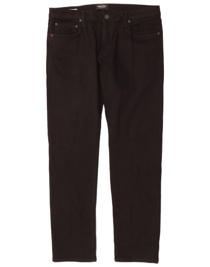 Blugi slim pentru bărbați Jack & Jones W36 L32 bumbac negru