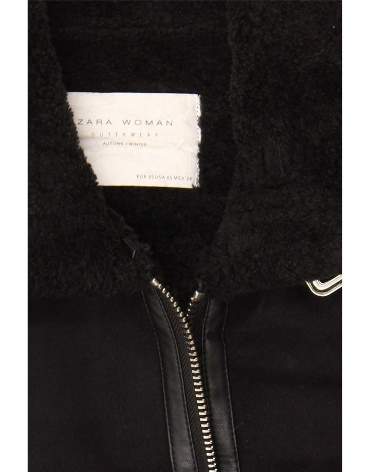 Jachetă Sherpa pentru femei Zara UK 6 XS Poliester negru