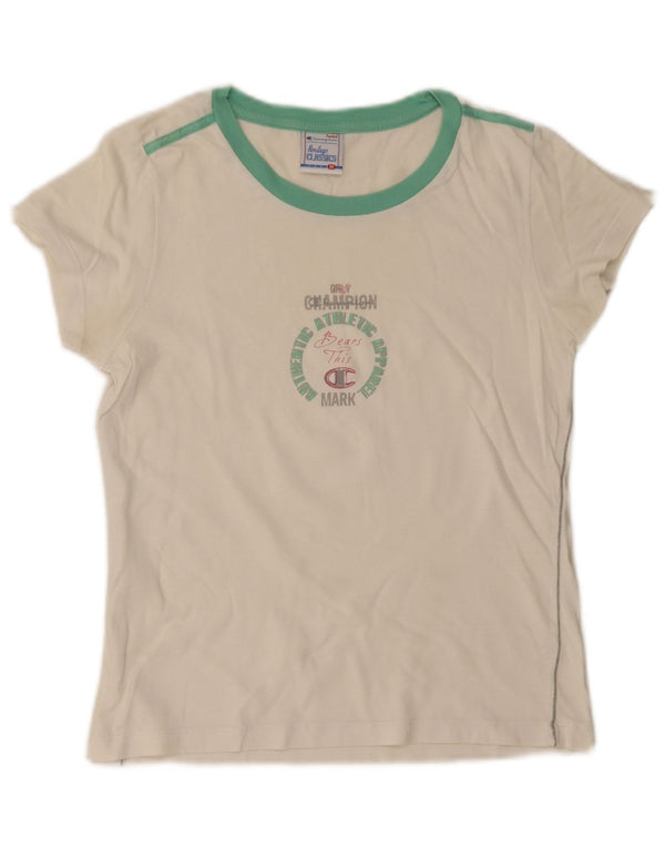 Tricou cu grafic Champion Heritage Classics pentru femei Top UK 12 Medium White