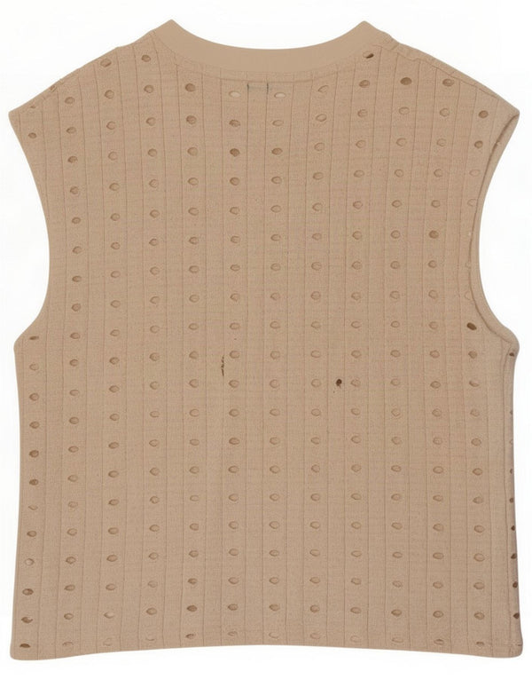 Zara Womens Vest Top UK 14 Medium Beige Poliester