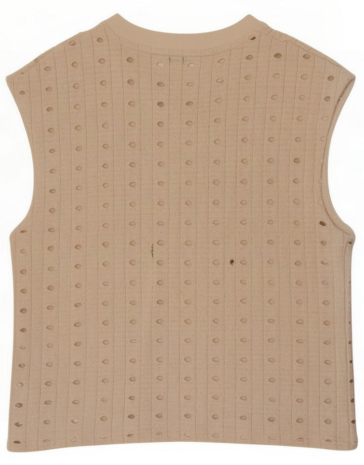 Zara Womens Vest Top UK 14 Medium Beige Poliester