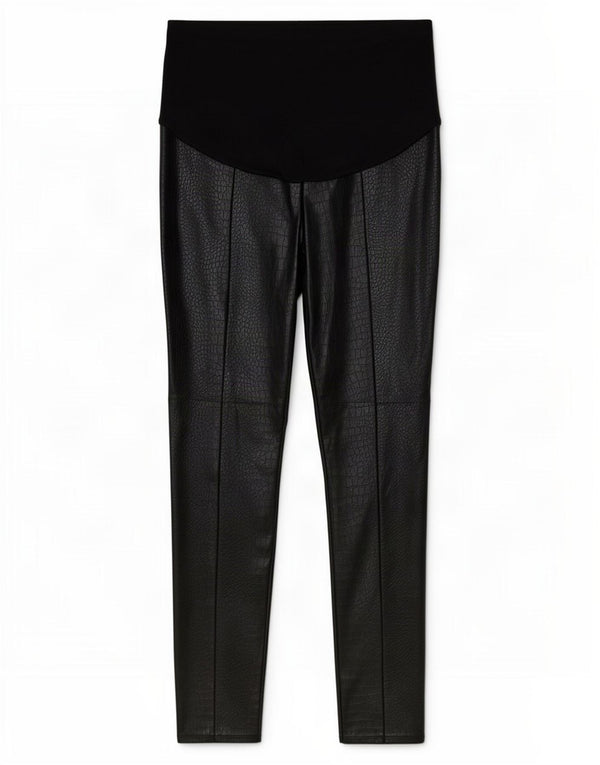 Topshop Pantaloni din piele artificială cu talie înaltă pentru femei UK 14 Medium L30 L29 Negru