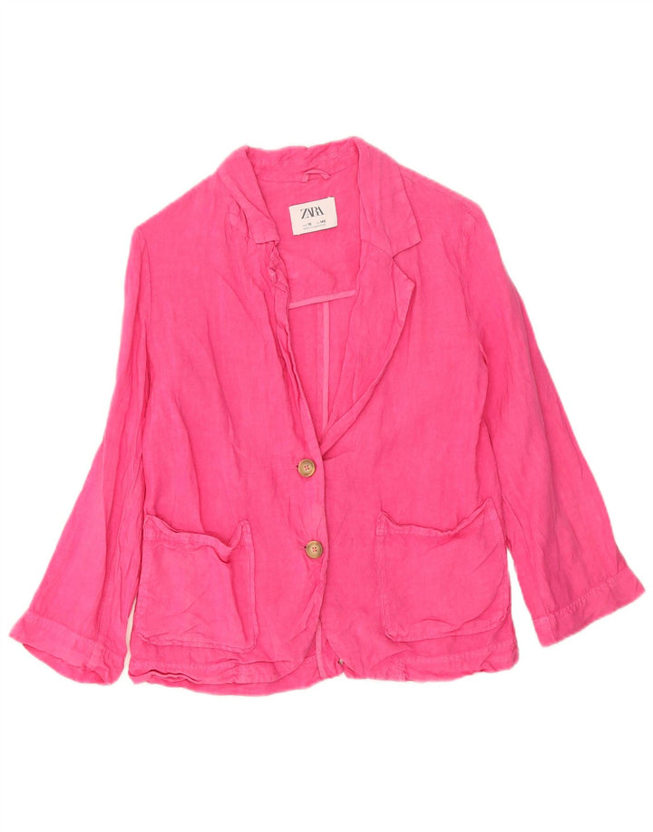 Sacou Blazer Fete 2 Nasturi Zara 9-10 Ani Roz In