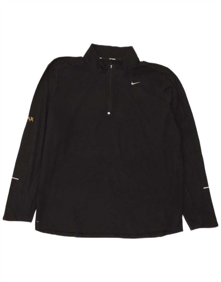 Top de trening pentru bărbați Dri Fit cu fermoar și gât, poliester negru 2XL