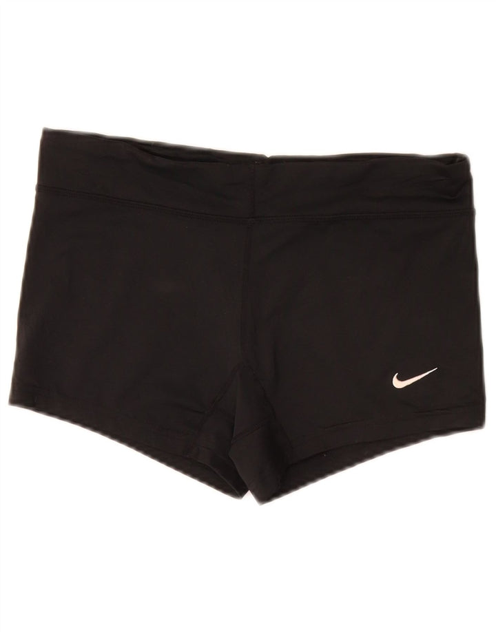 Pantaloni scurti sport NIKE Dri Fit pentru femei UK 10 Poliester negru mic