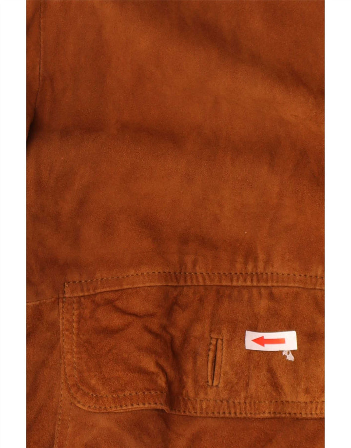 Bomber vintage pentru bărbați din piele intoarsa IT 60 5XL din piele maro