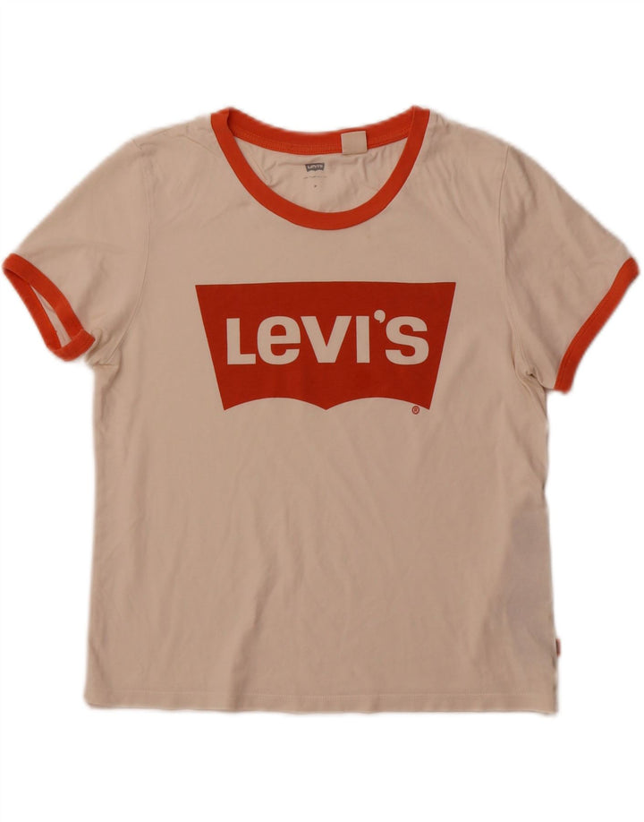 Tricou cu grafic crop LEVI'S pentru femei Top UK 12 Bumbac alb mediu mediu