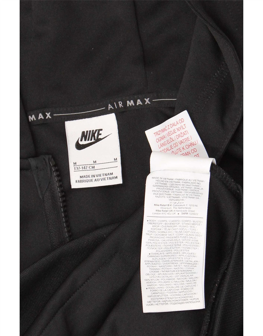 Pulover Nike pentru băieți, cu fermoar, 10-11 ani, poliester negru mediu
