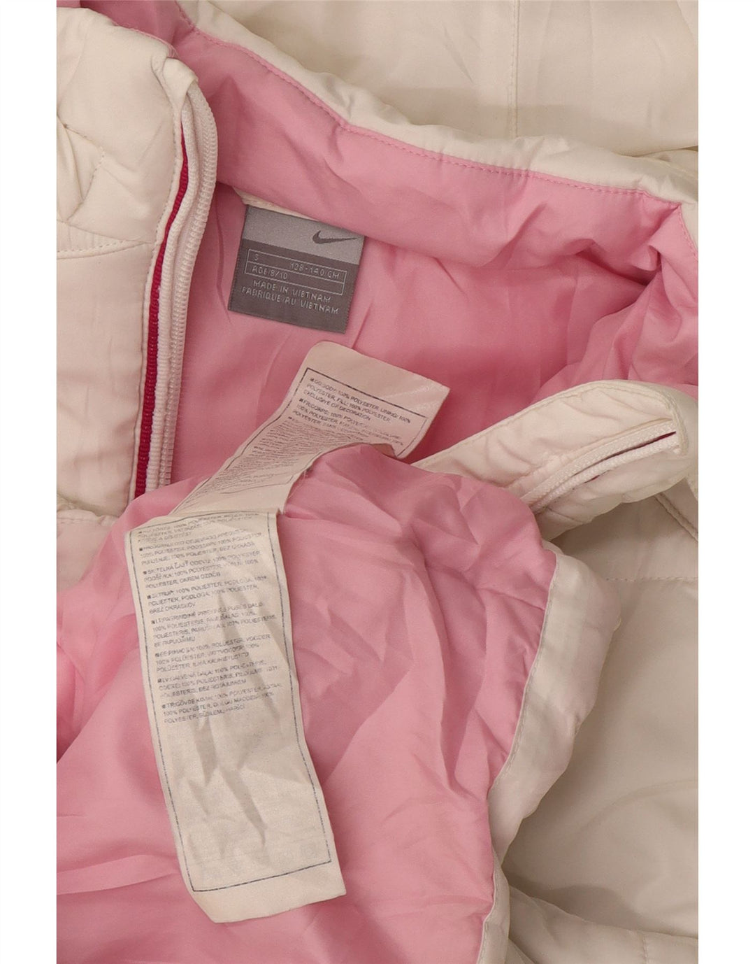 Jachetă căptușită cu glugă NIKE fete 8-9 ani poliester alb mic