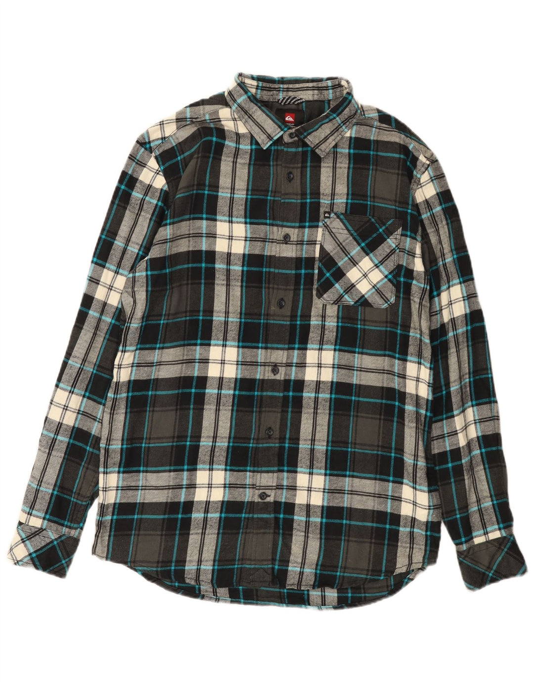 Cămașă de flanel Quiksilver pentru bărbați, bumbac carouri, gri mediu