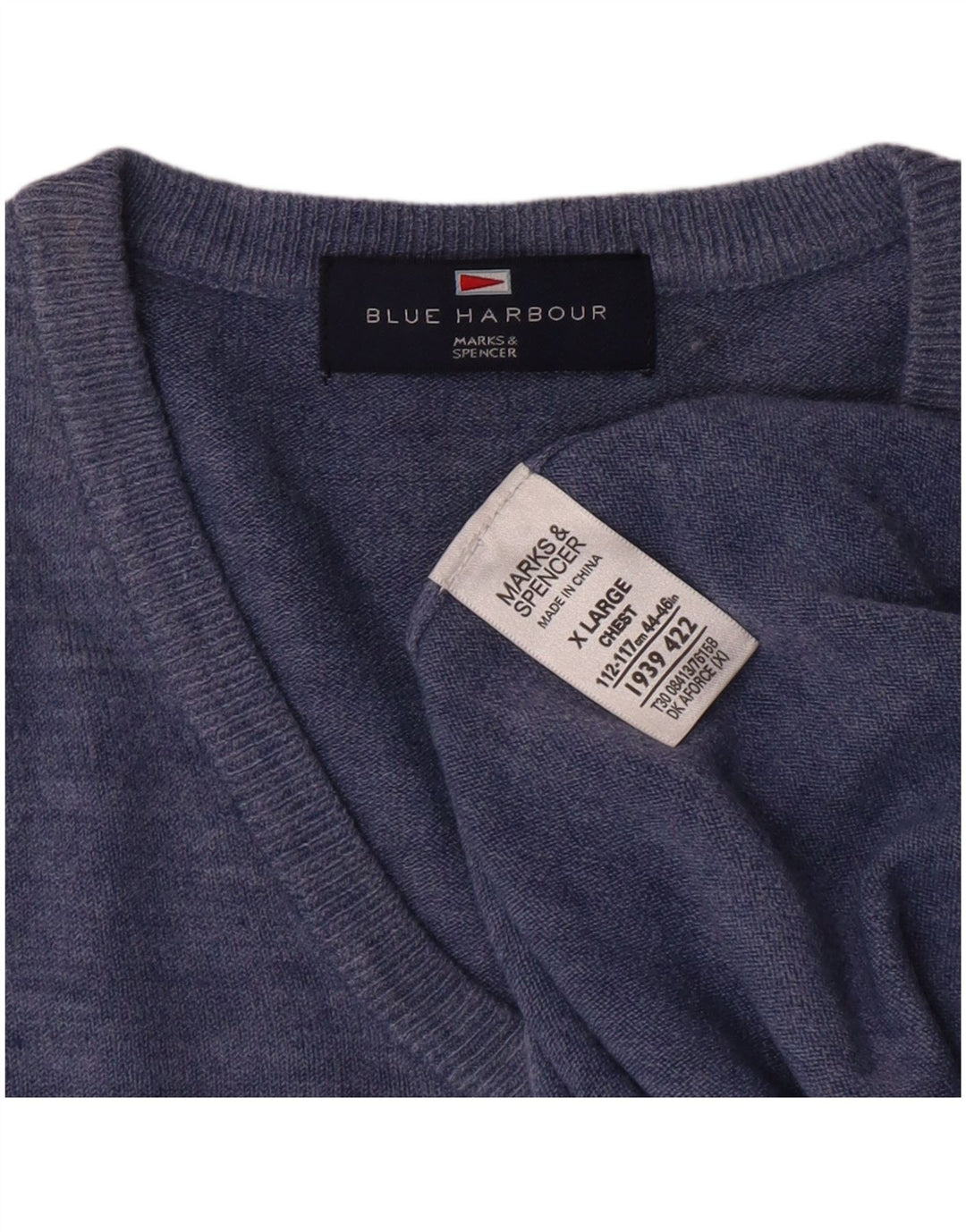 MARKS & SPENCER Pulover cu decolteu în V Blue Harbour pentru bărbați XL Blue Classic
