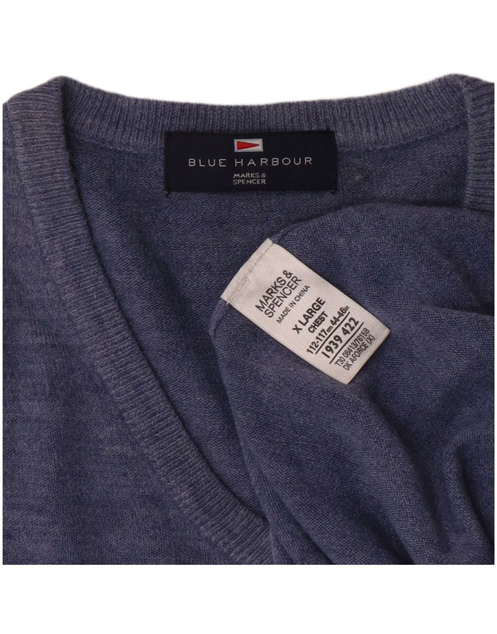MARKS & SPENCER Pulover cu decolteu în V Blue Harbour pentru bărbați XL Blue Classic