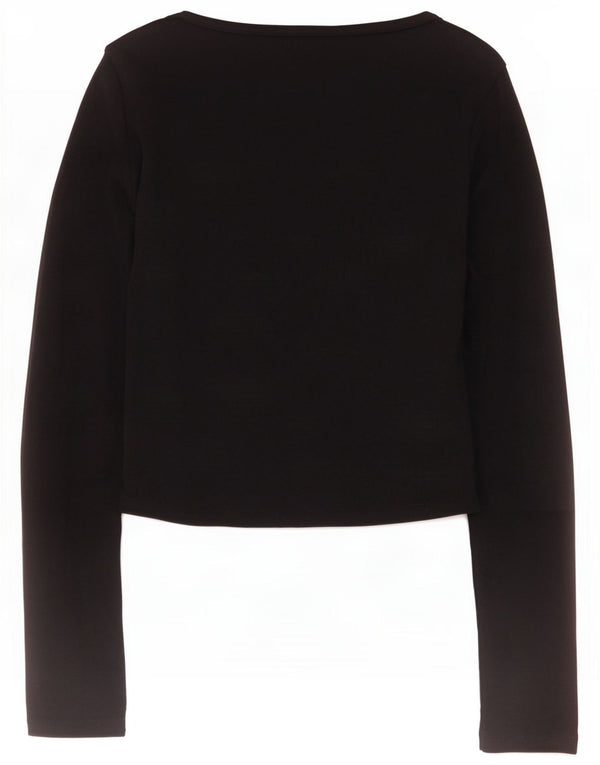 Crop Top pentru femei Zara cu mânecă lungă UK 14, mare, negru, bumbac