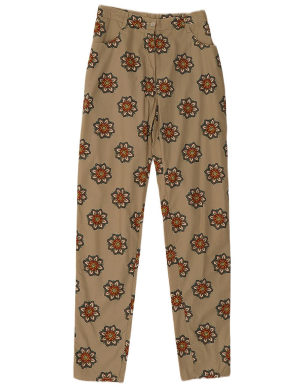 Pantaloni casual de damă vintage cu talie înaltă IT 42 Medium L24 L30 Bej Floral