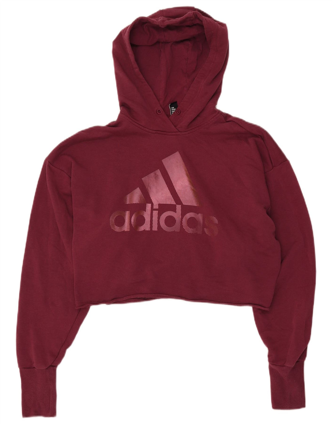 Pulover ADIDAS pentru damă, supradimensionat, cu grafică, cu capota, UK 8/10, burgundă mică