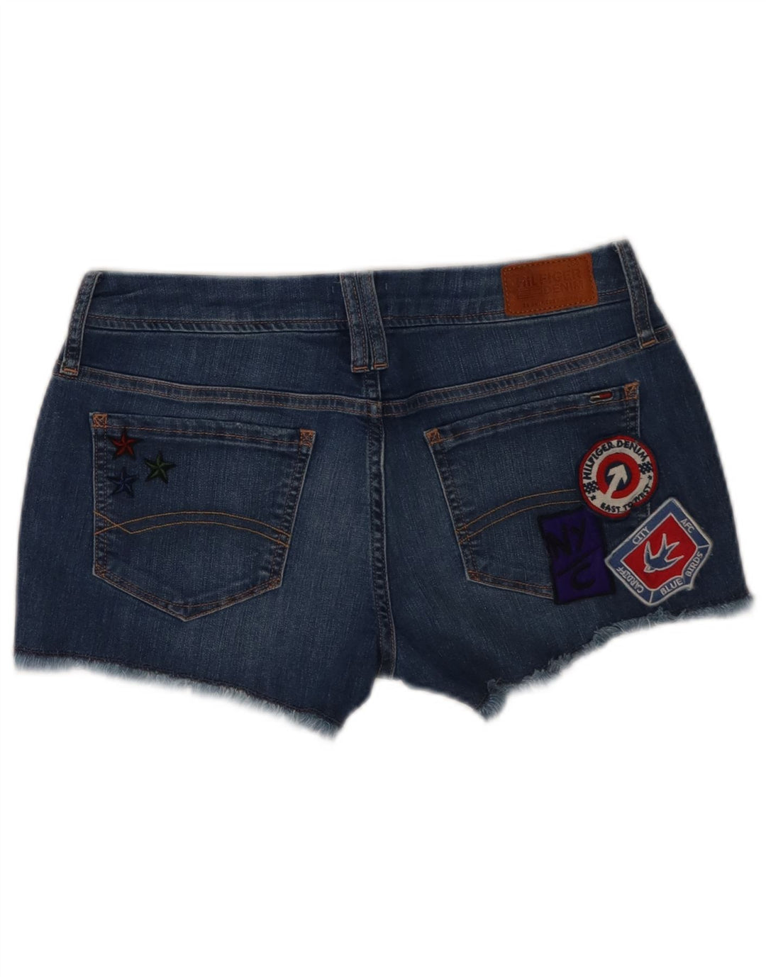 Pantaloni scurți din denim grafic Tommy Hilfiger pentru femei W29, bumbac albastru mediu