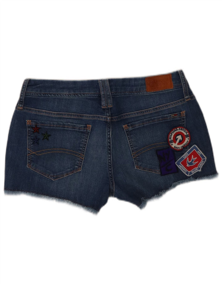 Pantaloni scurți din denim grafic Tommy Hilfiger pentru femei W29, bumbac albastru mediu