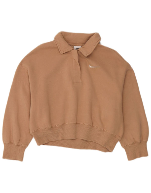 Pulover Nike pentru femei, supradimensionat, cu mâneci 3/4, cu gât polo, UK 6 XS, bej