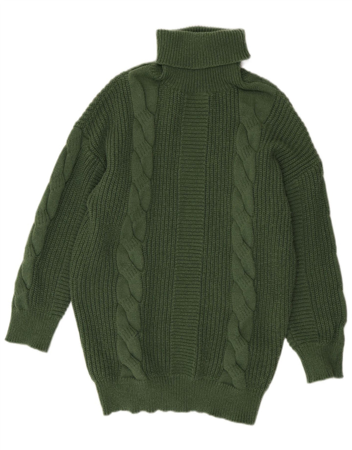 SHEIN Pulover supradimensionat cu gât rulat pentru femei UK 14 verde mediu