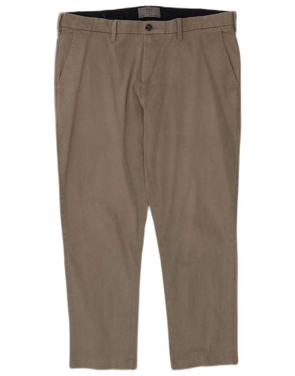 Pantaloni chino pentru bărbați Marks & Spencer Slim Fit L36 L26 bumbac bej