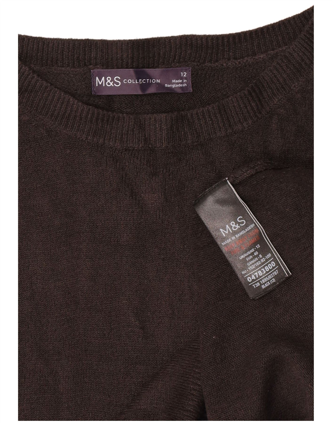 Pulover pentru femei Marks & Spencer cu gâtul cu barca UK 12 Medium Negru Acrilic