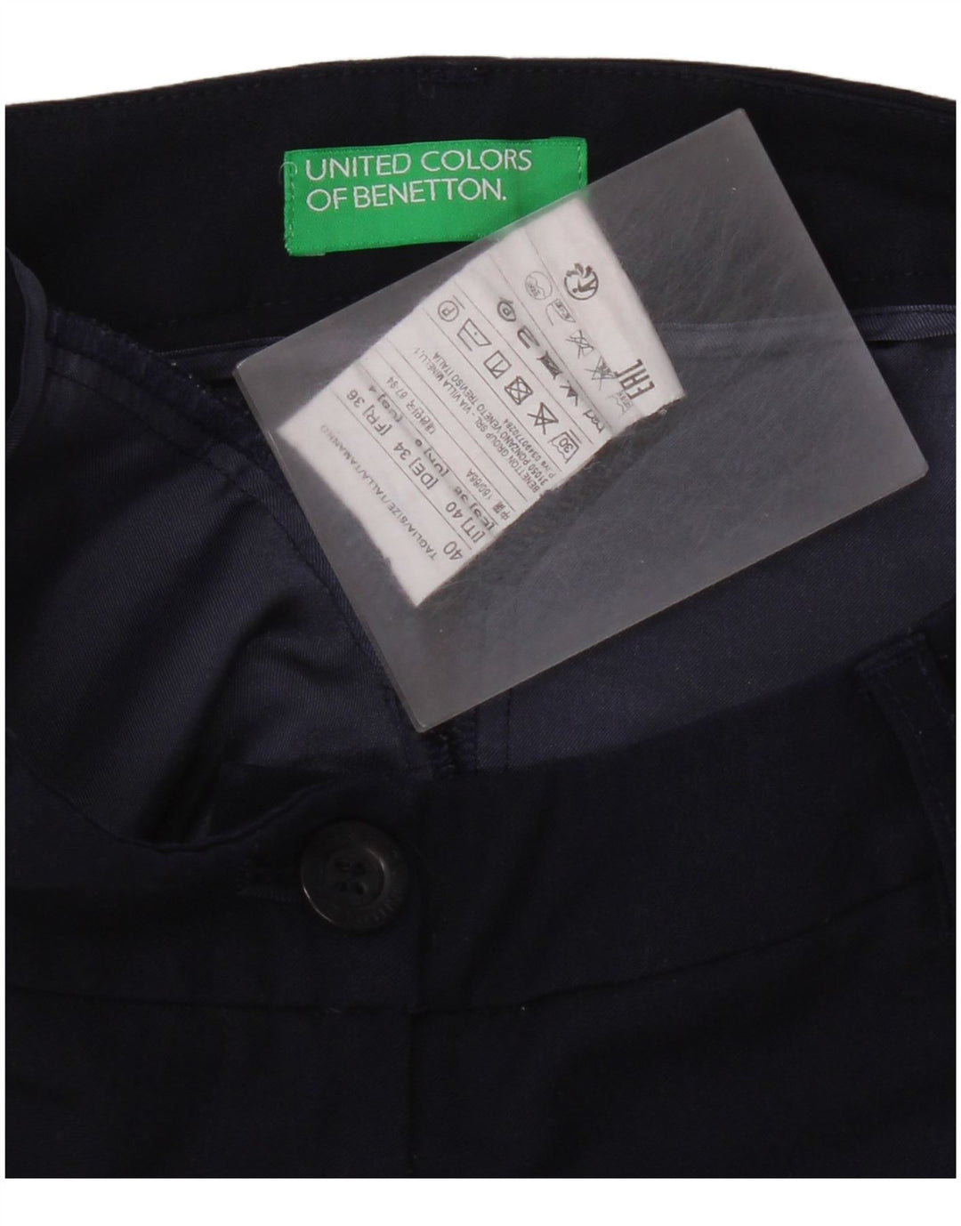 Pantaloni tăiați Benetton pentru femei UK 8 Small W28 L24 Bleumarin Poliester
