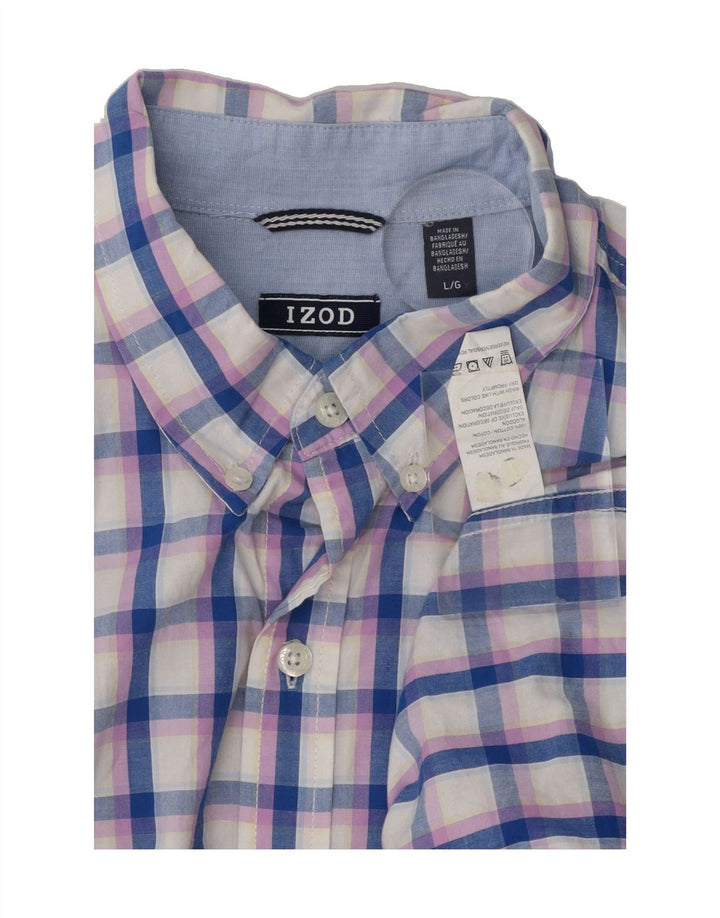 IZOD Mens Short Sleeve Shirt Large Blue Check Cotton Vintage Izod and Second-Hand Izod from Messina Hembry 