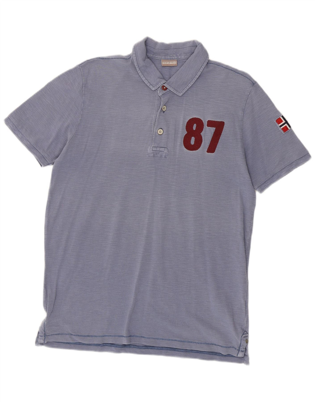 Tricou polo Napapijri Geographic Graphic pentru bărbați, mare, albastru, bumbac