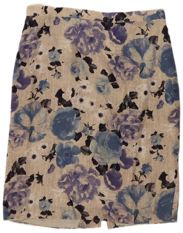 Fusta Dreaptă Vintage Femei IT 48 XL W34 Mătase Florală Multicoloră