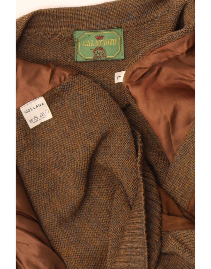Cardigan din piele intoarsa pentru barbati vintage, mare, maro, din lana geometrica