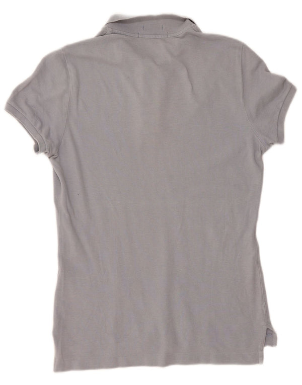 Ralph Lauren Womens Skinny Polo Shirt UK 12 Medium Grey Cotton