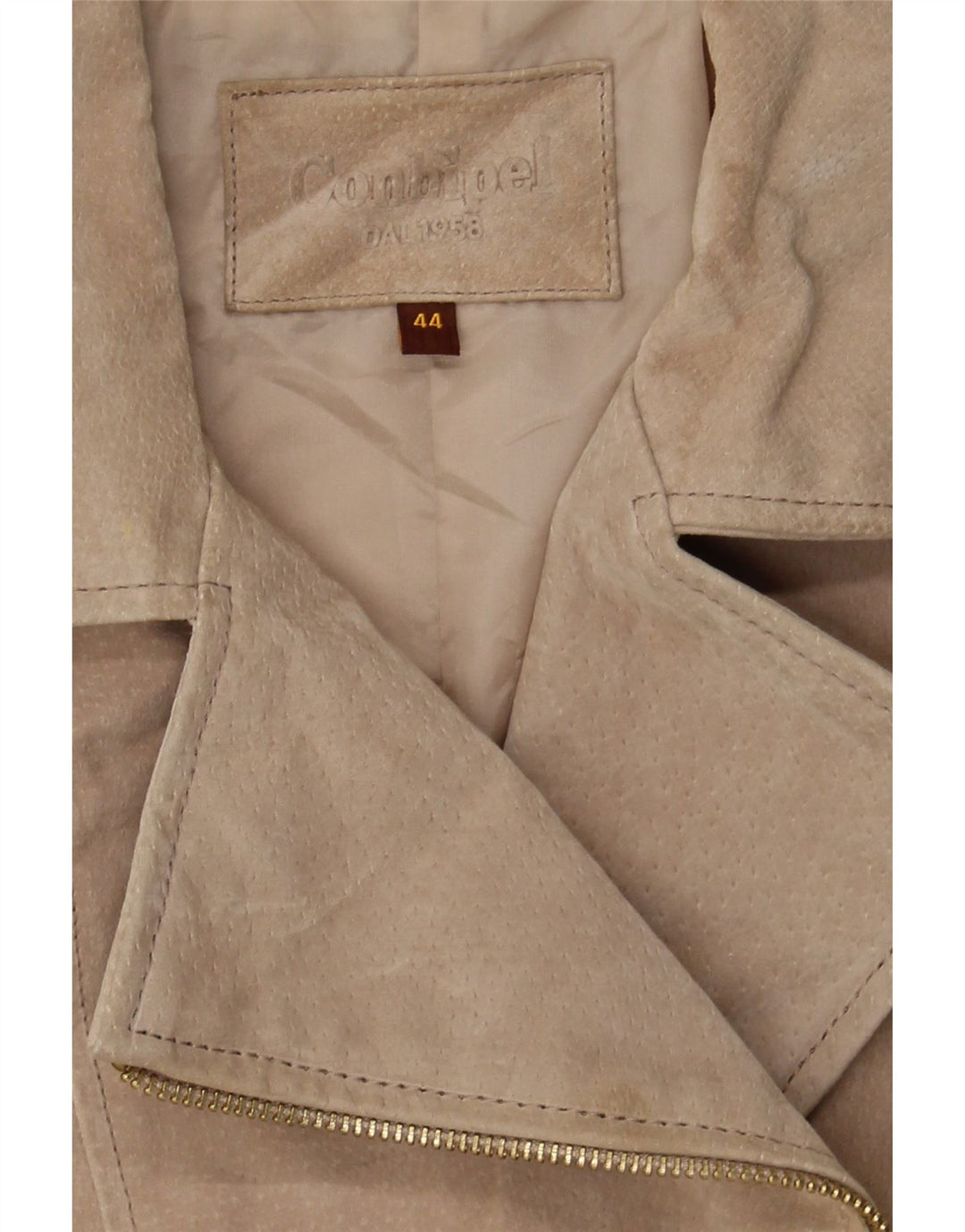 CONBIPEL Womens Military Bomber Jacket IT 44 Medium Beige Biker Vintage Conbipel and Second-Hand Conbipel from Messina Hembry 