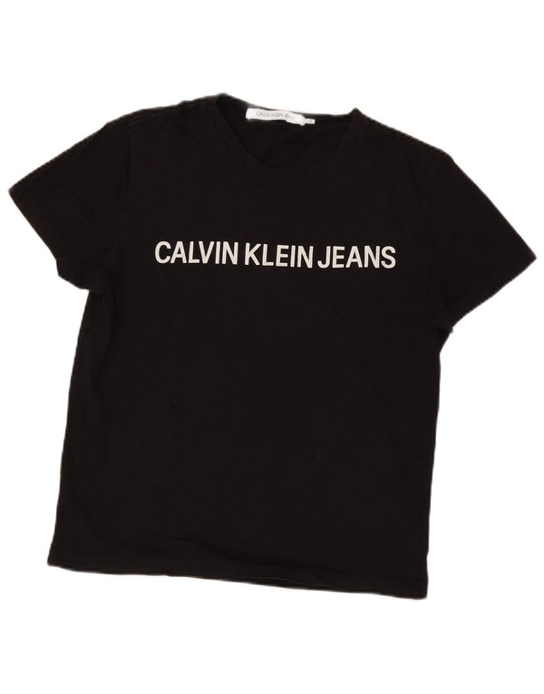Tricou grafic supradimensionat pentru femei Calvin Klein Jeans Top UK 10 Small Black